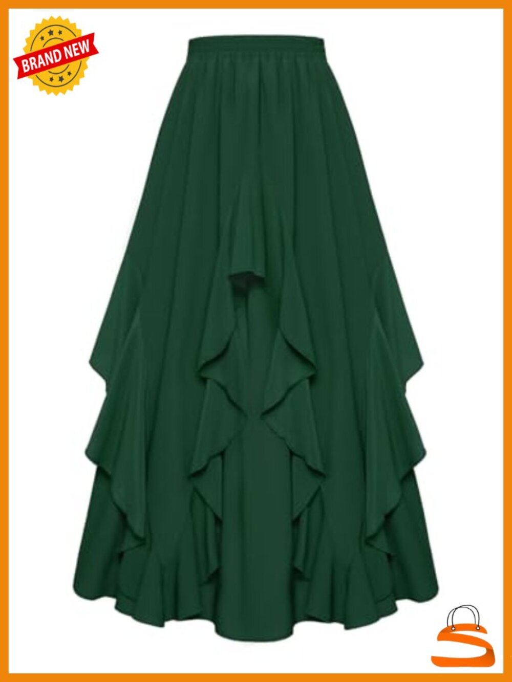 Ruffled Chiffon Flowy Renaissance Maxi Skirt with Pockets